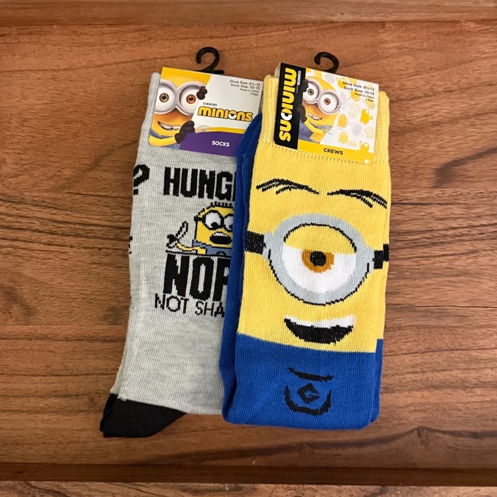 Despicable Me MINIONS Novelty Crew Socks | 2-Pairs | NWT‎